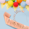 Miniatyrbild 3 av 5: Happy Birthday Hårband Set (\"Det är min 18:e födelsedag\"), Gyllene Rh