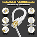 Miniatyrbild 3 av 5: Cat 8 Ethernet-kabel 5m, Hög Hastighet Platt Internetkabel 40gbps 2000mhz Ftp Skärmad Rj45 Gigabit 5 Meter Inomhus Nätverkskabel, Vit