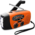 Miniatyrbild 1 av 5: Solcellsladdad nödradio, självdriven vevradio med LED-ficklampa, AM/FM/WB väderradio med 2000mAh uppladdningsbart batteri, orange