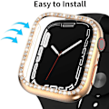 Miniatyrbild 5 av 7: Diamond Glass+ Cover för Apple Watch Case 45mm 41mm 40mm 44mm 42mm 38mm Bling Bumper+ Skärmskydd iwatch Series 9 8 7 3 6 SE Original Starlight Original Starlight Series 789 41MM