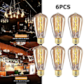 Miniatyrbilde 2 av 5: 6 stk Vintage Retro St64 E27 Edison Pærer 40w Glødelampe Varmt Hvit