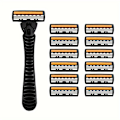 Miniatyrbilde 1 av 9: Herre 3-lags Razor Blade Manuell barbering for menn Erstatt hode Komfortable barberblader 1Holder And 12Blades