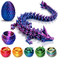 Miniatyrbilde 2 av 5: Påske Drager 3D Printet Drageegg med Drage Inni Krystall Drage Fidget Leke for Voksne Fullt Leddet Drage for Hjemmekontor Dekorasjon Silk Red