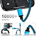 Miniatyrbillede 4 af 5: iPhone opladerkabel 2m 3-pak iPhone opladerkabel lang iPhone Lightning kabel farvet flettet USB iPhone hurtig opladerkabel kompatibel