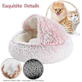 Miniatyrbilde 2 av 4: Fluffy katteseng, rund, myk plysj, hule med hette, katteseng, for vinter, varm, sovepute, sklisikker, maskinvaskbar, for katter og valper