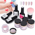 Miniatyrbild 10 av 11: 10 st Nageldippningspulver Set Nagelkonst Pulver Topp Baslack Gel Borste Manikyrverktyg (C Set)