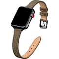 Miniatyrbild 1 av 5: Smalt läderband kompatibelt med Apple Watch Band 38 mm Taupe med svart Taupe with Black 38mm/40mm/41mm