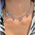 Miniatyrbillede 3 af 4: Rustfrit stål Rhinestone Playboy Bunny vedhæng Punk kæde Choker halskæde til kvinder