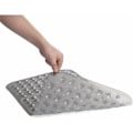 Miniatyrbillede 2 af 5: Bademåtte, 70x38cm Mellemstor Skridsikker Rektangulær Brusebadsmåtte med Sugekop og Drænhul, Bademåtte Maskinvaskbar Bademåtte (Grå