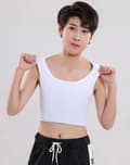 Kvinners flat brystbinder med bandasje pullover halv lengde korsett undertøy transboy lesbisk trans undertøy vest brystbinder HVIT WHITE M