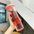 Högkvalitativ sugrörsflaska för studenter, förtjockad fallsäker PC-mugg med teinfuser och bärrep Rosy pink 700ml