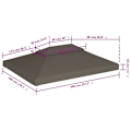 Miniatyrbillede 6 af 6: vidaXL Pavillontag med ventilation 310 g/m² 4x3 m taupe Taupe 4900