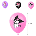 Miniatyrbild 3 av 4: My Melody Kuromi Cartoon Tema Barn Flickor Fest Tillbehör Kit Ballonger Grattis På Födelsedagen Banner Tårta Toppers Dekoration Set