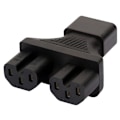 Miniatyrbillede 5 af 5: IEC320 C14 til dobbelt IEC320 C13/C15/Nema 5-15R strømadapter 3 terminaler strømadapter han til hun strøm null - B 0.08