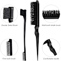 Miniatyrbilde 3 av 5: 3 stk Slick Brush Set, Plastbørste Hårbørste Teasing Kam Edge Hårbørste Teasing Set