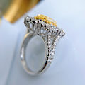 Miniatyrbilde 4 av 4: Vintage Sterling Sølv Skinnende Full Diamant Ring Sitrin Ring Blomster Kubisk