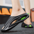 Miniatyrbillede 3 af 5: Sommer Fashion Britisk Stil Hjemmesko Mænds Bløde Sål Sky Følelse Ungdom Udendørs Sport Anti-Slip Store Seje Tøfler Sort Black 39-40