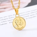 Miniatyrbillede 1 af 5: Disk Stjernebillede Halskæde 12 Stjernetegn Sten Vedhæng Halskæde Kvinder Mode Horoskop Smykker Fødselsdagsgaver Guld Farve Gold Color Pisces