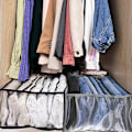 Miniatyrbillede 4 af 5: Foldbar jeans T-shirt opbevaring tøj rum skuffe sort - spot salg black grids