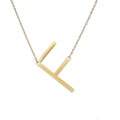 Miniatyrbild 1 av 4: Halsband med stort initialhänge i guldpläterat rostfritt stål F