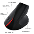 Pikkukuva 3 / 5: 2.4 GHz:n langaton ergonominen optinen ladattava 5d 2400 dpi:n pelihiiri, musta