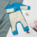 Miniatyrbild 2 av 3: Babykläder 2023 Nya Baby Krypande Kläder Baby Moppande Krypande Kläder Mörk Knapp Engelsk Långärmad Overall Blå beige Blå beige Blue beige 24M