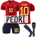 Miniatyrbillede 2 af 3: 22-23 Qatar VM Spanien Hjemme Fodboldtrøje Træningsdragt - Perfet PEDRI 10 [qb] PEDRI 10 XS