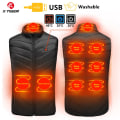 Miniatyrbillede 2 af 5: X-TIGER 9/2 Pladser Opvarmet Jakke Mænd Kvinder USB Elektrisk Termisk Varm Jagt Frakke Vinter Udendørs Camping Vandring Opvarmet Vest 2Pcs Opvarmet 2Pcs Heated XXL