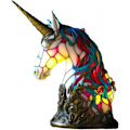 Miniatyrbilde 1 av 5: Dyre bordlampe serie farget harpiks Elefant Drage Ulv Lampe Retro nattbordslampe Tiffany Stil Nattlampe Bohemian Harpiks Lampe for Soverom-WELLNGS unicorn