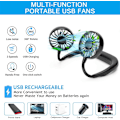 Miniatyrbillede 3 af 5: Genopladelig, bærbar halsventilator med hovedtelefondesign, sort