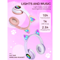 Pikkukuva 5 / 5: Flash Light Cute Cat Ears Langattomat Kuulokkeet Mikrofonilla Voi Ohjata LED Violetti