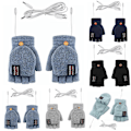 Miniatyrbilde 2 av 2: USB Elektriske Votter Vinter Oppvarmede Hansker Full & Halv Finger Varmere light blue