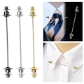 Miniatyrbillede 4 af 5: Krave Bar Pin Tie Brosche SORT ENKELT KÆDE - spot salg Sort Black Single Chain - Single Chain