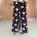 Miniatyrbild 3 av 4: Söta tecknade pyjamasbyxor för kvinnor med tryck överallt Flanellpyjamas Jul Halloween Varma hemsovkläder Graffitibyxor Stil-3 Style-3 XXL