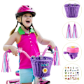 Miniatyrbilde 2 av 5: Barnehagesykkelkurv Streamers Set, Unicorn Kids Sykkelstyre Kurv Kurv Kurv Sykkel Streamers Blokker og klistremerker,
