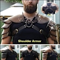 Pikkukuva 3 / 5: Betterlifefg-Keskiaikainen viikinkinahkainen kaksoishar肩甲 Steampunk Vintage Nahkavaljaat Retro Spartacus Warrior Gladiator Nahkainen panssari