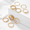 Miniatyrbillede 3 af 5: 9-pak Ringe - Blanke, Matte & Forskellige Mønstre gold