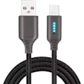 Miniatyrbild 2 av 4: USB-C Snabbladdningskabel, Nylon Synkroniseringsdatatransfer Laddare - Smart Automatisk Avstängningskabel för Samsung/Oneplus (Svart)