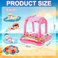 Miniatyrbild 2 av 5: Baby Badring Uppblåsbar Pool Badring Med UPF 50+ Solskydd För Barn I Åldern 3-36 Månader Roligt I Vattnet Rosa[qb] pink With 3 bells
