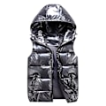 Miniatyrbild 1 av 4: Sliktaa Unisex Blank Glansig Vattentät Ärmlös Jacka Lättvikts Puffer Väst - Grå Grey M