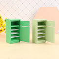 Pikkukuva 5 / 5: 1/12 nukkekaapin miniatyyrikeittiö Puinen jääkaappi nukeille Light green