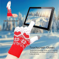 Miniatyrbillede 4 af 5: Damehandsker Touch Screen Par Touch Vinterstrikkede Handsker Sneblomst Print Hold Varme Unisex Telefon SMS Luffer Varme Touch Screen Luffer