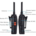 Miniatyrbillede 1 af 5: Genopladelig håndholdt trådløs civil walkie talkie 16 kanal tovejs radio walkie talkie egnet til udendørs brug