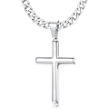 Miniatyrbild 1 av 5: 925 Sterling Silver Korshänge Halsband 5mm Rostfritt Stål Diamantslipad Kubansk Kedja Kors Halsband 41/46/51/56/61/71/76cm
