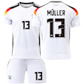 Miniatyrbillede 1 af 2: Tyskland Hjemme Euro 2024 Trøje Fodboldtrøje Børn Herre Sæt No.13 Müller uden sokker[qb] sockless L