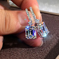 Miniatyrbild 1 av 4: 4.20Ct Smaragdformade Moissanitörhängen för Kvinnor 14K Vitguldsförgyllda