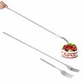 Silver rostfritt stål utdragbar gaffel middag frukt dessert lång Lery