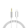 Pikkukuva 1 / 3: 1M Lightning - AUX 3.5mm Kaapelin Sovitin Autoon Hopea