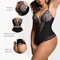 Miniatyrbillede 3 af 5: Popilush Lace Shapewear Body til kvinder med V-hals og snørebånd i sort Black L