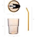 Pikkukuva 6 / 7: 400 ml:n (13 oz) juomalasi, jääkahvikupit pillillä ja kannella, jotka on suljettu kuljetusta varten, lasinen kahvimuki, jääteekuppi, paksu seinämäinen eristelasi [qb]